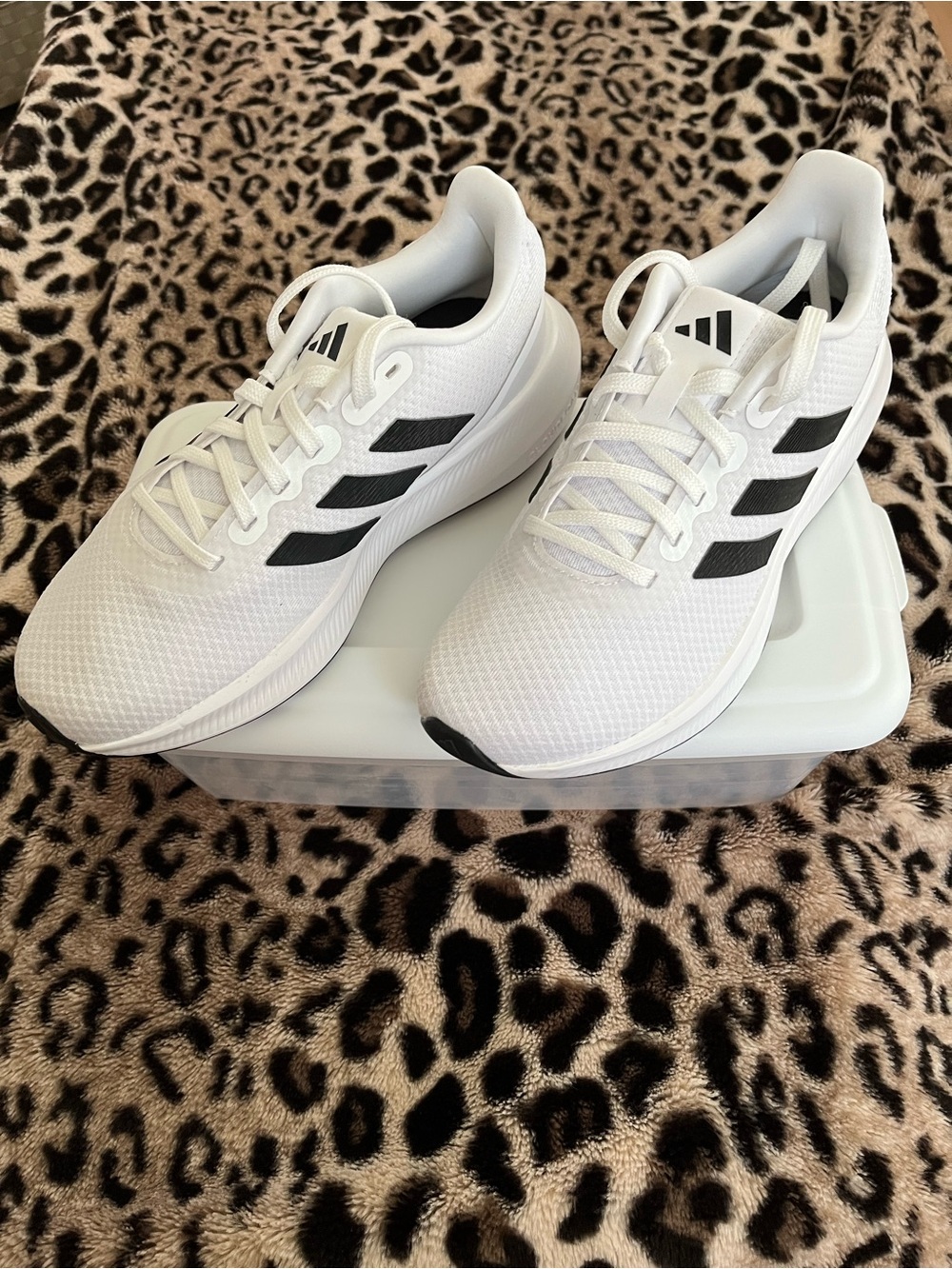 New without box/tags. Women Adidas White Athletic Running Shoes with Black Strip - Picture 3 of 10